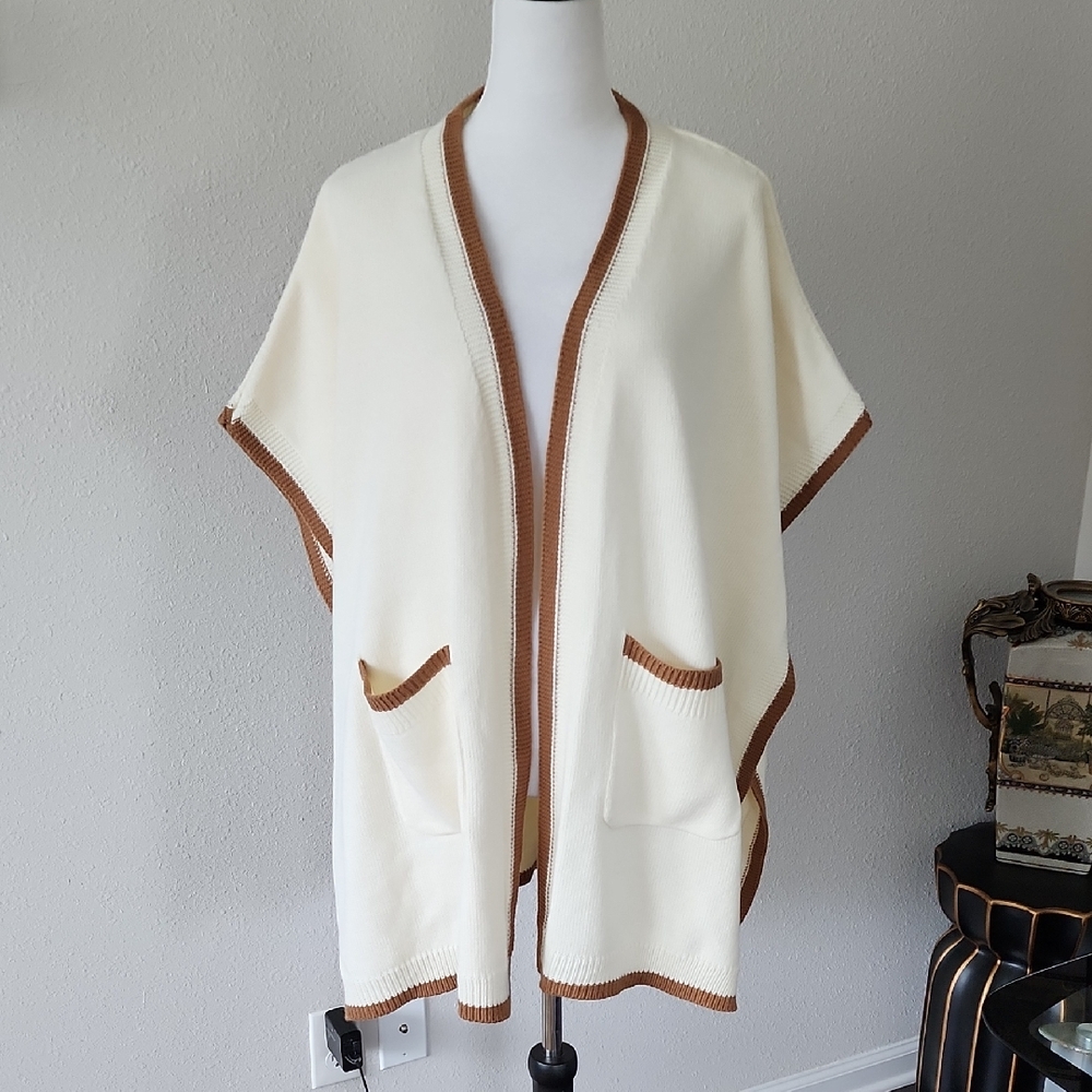 ANN TAYLOR Tipped Pocket Open Poncho